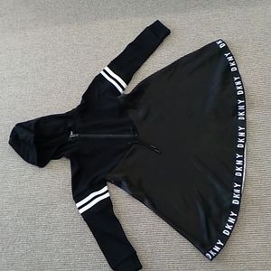 DKNY girls black logo hooded flary dress